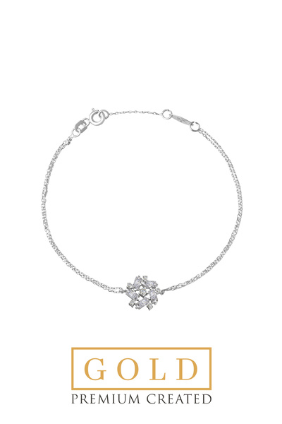 So CHIC... Beyaz Altın Sertifikalı Premium Created Taşlı 19 Cm Baget Bileklik