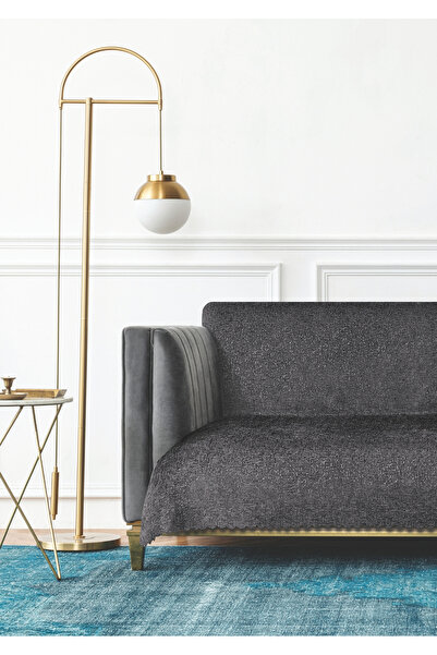 Sivalde Chenille Fabric Jacquard Sofa Cover Anthracite, Living Room Sofa Bed / Couch Cover, 160X210 Cm, 1 Piece
