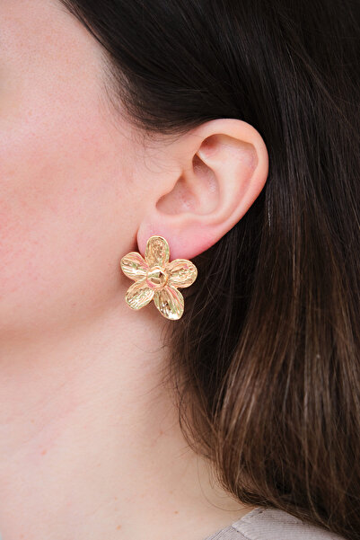 AURRARİ Altın Kaplama Papatya Parlak Küpe