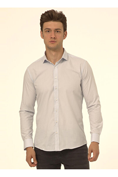 SÜVARİ Slim Fit Klasik Yaka Düz Mavi - Buz Erkek Gömlek GM1007100497