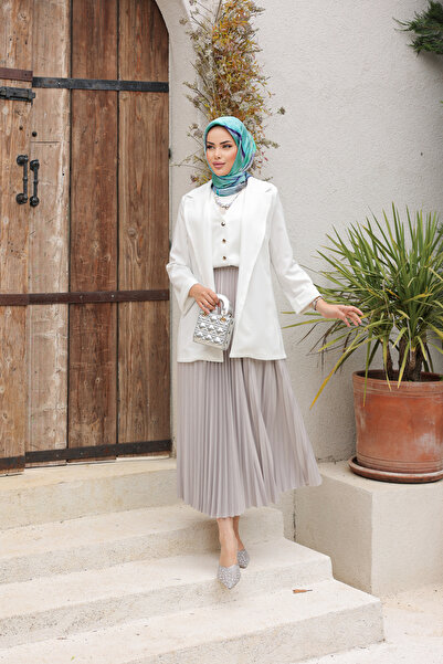 comstar Жіноча базова плісирована довга спідниця з високою талією вільного крою сірого кольору