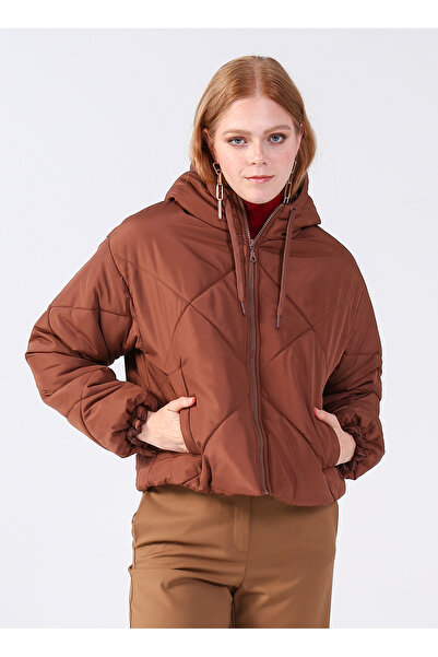 LİMON COMPANY Limon Deve Tüyü Kadın Kapüşonlu Kapitone Mont BORNE