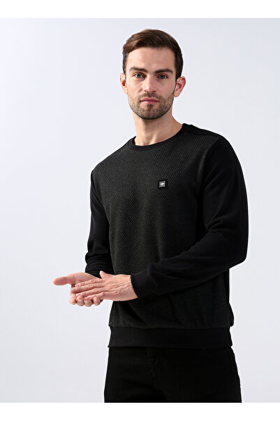 Lee Cooper Ανδρικό φούτερ με λαιμόκοψη σε σχήμα O, μαύρο - ανθρακί 231 LCM 241009 ETHAN BLACK - ANTRA