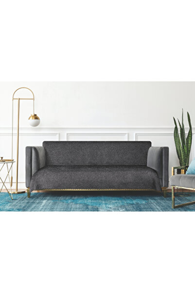 Sivalde Chenille Fabric Jacquard Sofa Cover Anthracite, Living Room Sofa Bed / Couch Cover, 160X210 Cm, 1 Piece