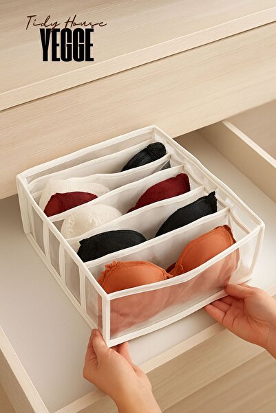 YEGGE Beyaz Şeffaf Sütyen Düzenleyici 36 X 32 X 12Cm Dolap içi Sütyen Organiz...