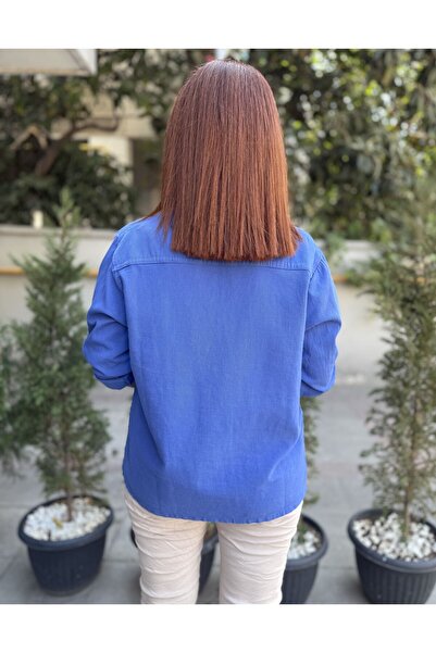 DenizEge Skirt Guipure Zippered Jacket Indigo Navy Blue