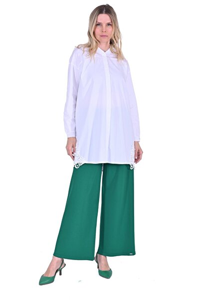 Invee Lace Applique Shirt White