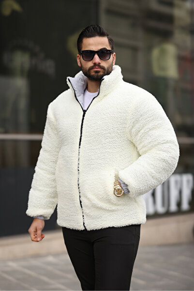 FASİON Men's Fur Lined Double-Sided Wearable Waterproof and Windproof down Jacket