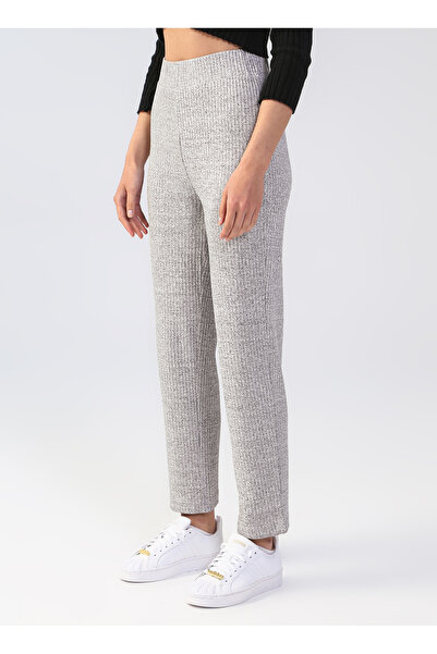 LİMON COMPANY Lastikli Bel Standart Kalıp Gri Melanj Kadın Pantolon MADOKS