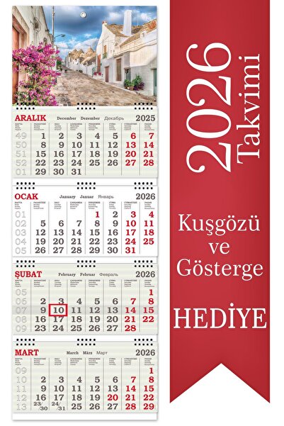 StickerArt 2026 Orta Boy Kuşe Gemici Takvimi Denizci Duvar Takvimi 31x86 cm