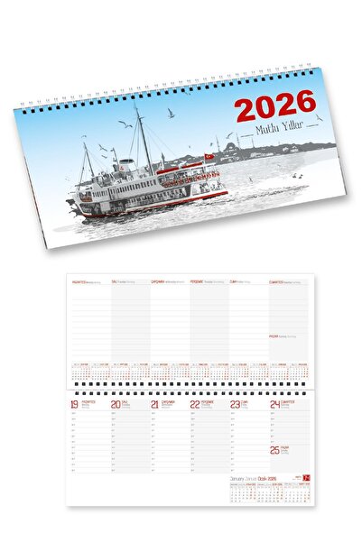 StickerArt 2026 Haftalık Masa Takvimi Masa Sümeni Orta Boy 31x14,5 cm