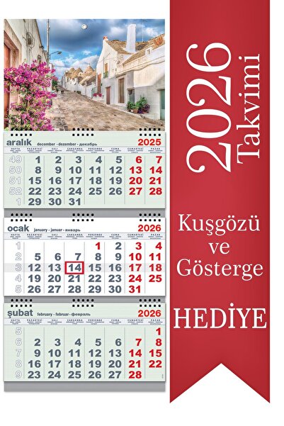 StickerArt 2026 Büyük Boy Gemici Takvimi Denizci Duvar Takvimi Yeşil Renk 33x77,5 cm
