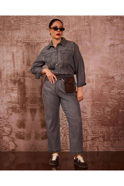 Gala-Xi Pantaloni de blugi cu buzunar cu talie elastică de mărime mare