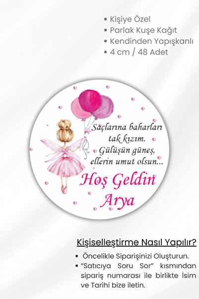birikiyedi İsme/Kişiye Özel Doğum Günü Babyshower Hoşgeldin Bebek Etiketi 4 c...