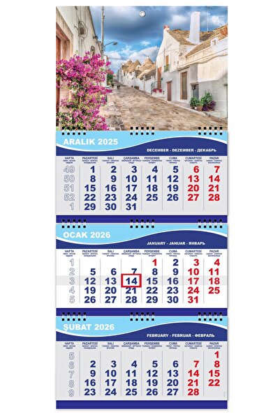 StickerArt 2026 Orta Boy Gemici Takvimi Denizci Duvar Takvimi 31x70 cm