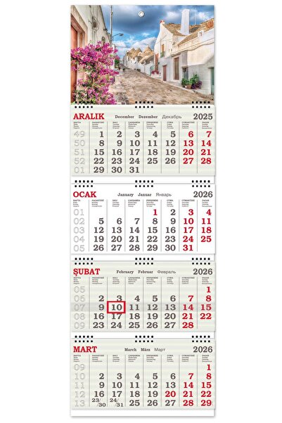 StickerArt 2026 Orta Boy Kuşe Gemici Takvimi Denizci Duvar Takvimi 31x86 cm