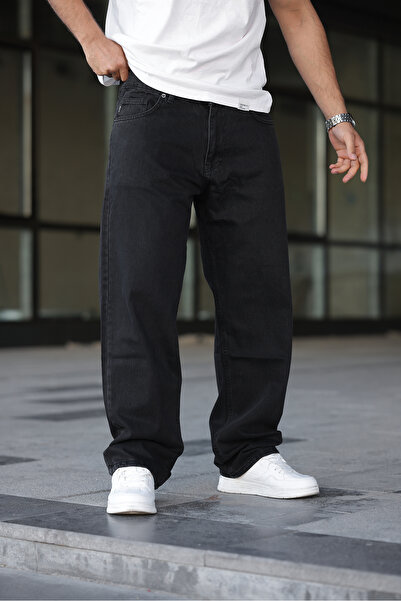 comstar Ανδρικό φαρδύ παντελόνι Basic ψηλόμεσο μαύρο φαρδύ