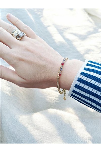 GLOW LUXE Women's 316 L Steel Vip Series Antiallergic Baguette Zircon Stone Waterway Bracelet