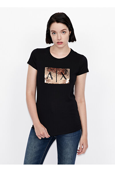 Armani Exchange Siyah - Altın Kadın T-Shirt 8NYTDL