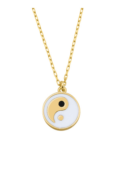 Gimora Gümüş Üzeri 14 Ayar Altın Kaplama Ying Yang Madalyon Kolye Beden: BEDE...