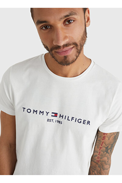 Tommy Hilfiger Bisiklet Yaka Slim Fit Beyaz Erkek Organik Pamuk T-Shirt MW0MW11465118
