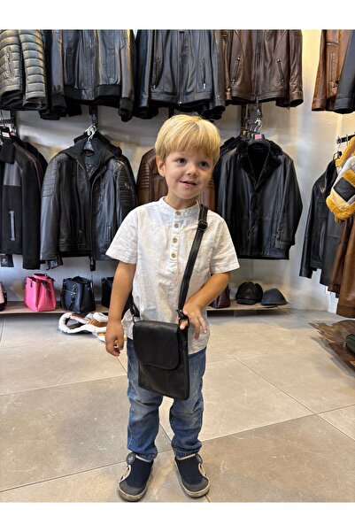 özdemirler deri Siyah Erkek Küçük Boy Kapaklı Postacı Çanta