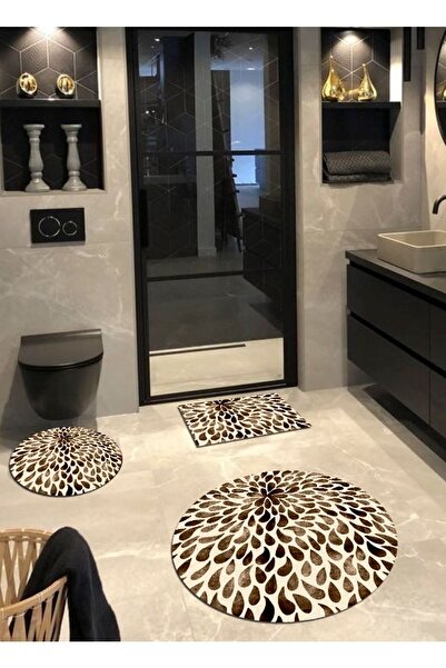 Ardizayn سجادة حمام دائرية بنقشة الفهد، بني، مضادة للانزلاق، لا تتساقط، (100×...