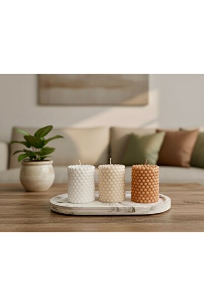 Dream Red Wax Mum Kabarcık Desenli 6x7,5 Cm Kahve, Krem,beyaz