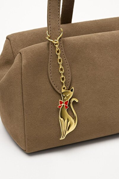 Çantacımstore Bag Charm Keychain Accessory Cat Gold No:3
