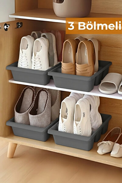 Hesaplı Kasa 3 Bölmeli Dolap İçi Ayakkabı Düzenleyici, Ayakkabı Organizeri "S...
