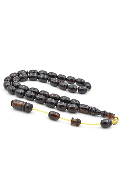 Murty99 Молитвени мъниста от черно-жълт кехлибар с капсулно рязане, подписани...