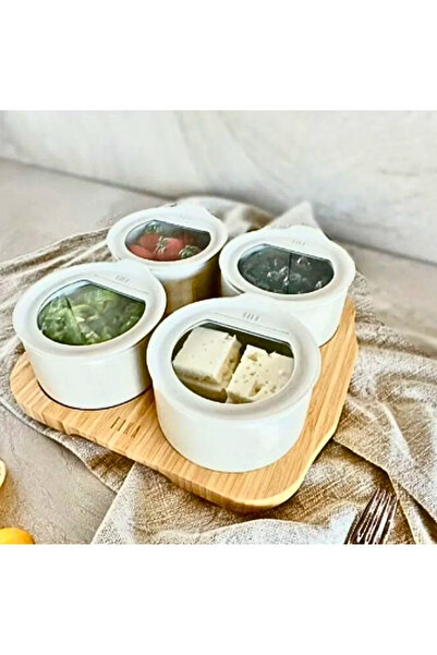 NEOFLAM Fika One 4-Piece Breakfast Set and Tray White – Ceramic Body, Glass Lid