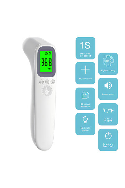 Fireurus أداة مراقبة الصحة الطبية البيضاء، مقياس حرارة رقمي بدون تلامس، أداة قياس درجة الحرارة
