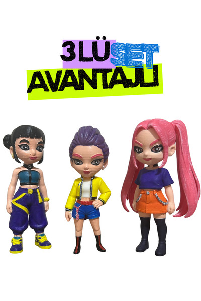 OEMPLUS K-Pop Diamond Hunters Tarzı 3’lü Set | Rumi Mira Zoey | 3D Baskı El B...