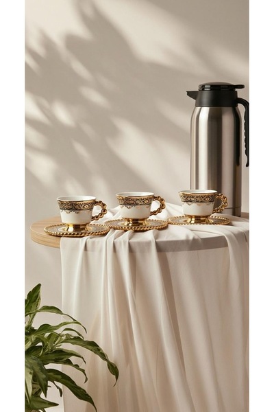 Generic Turkish coffee cup set with saucers