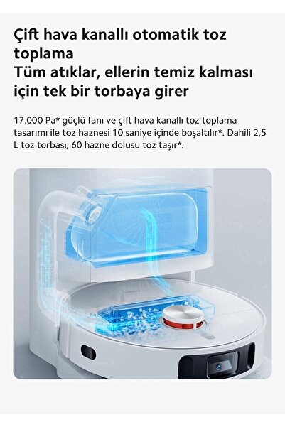 Xiaomi Premium Robot Vacuum X10 Plus Çöp Istasyonlu Halı Tanıma Fonksiyonlu Akıllı Robot Süpürge