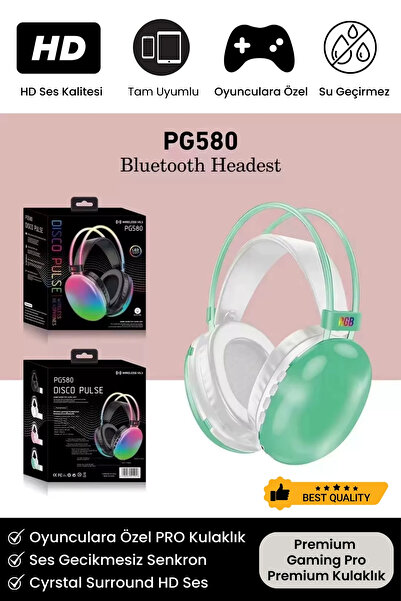 Noriyen PG 580 Premium Seri Mikrofonlu RGB LED Işıklı Bluetooth Kablosuz Kafa...