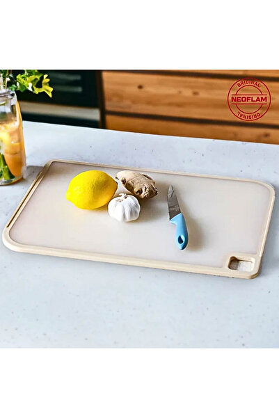 NEOFLAM Fika Cutting Board Beige Non-Slip Microban Protection 3 Piece Set