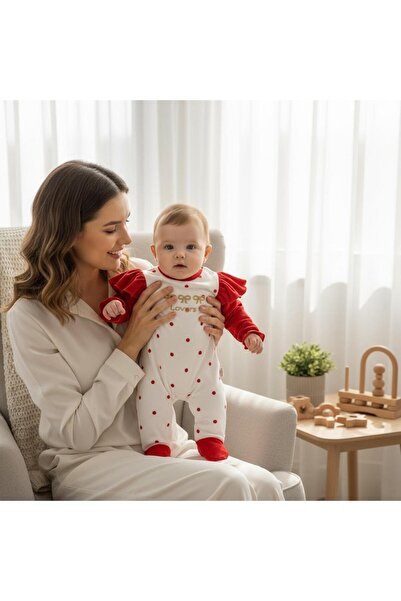 ALTINTAŞ BABY Lovers Silvery Embroidered Velvet Jumpsuit