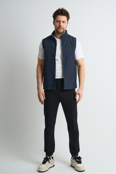 Shooter Sportswear Deluxe Men's Vest with Three Pockets and Fleece Lining, Regular Fit, Navy Blue