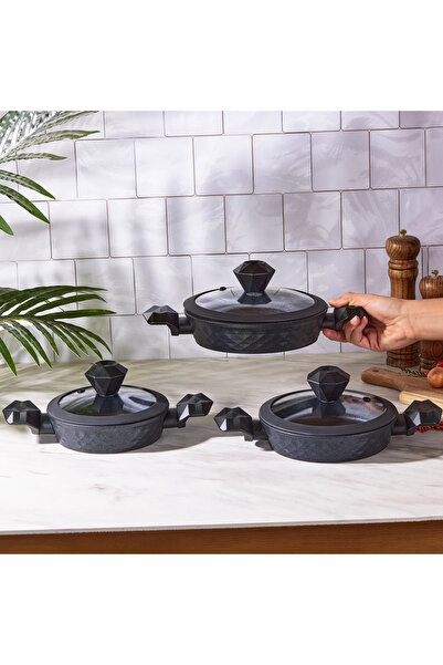 Karaca BioDiamond Antibakteriyel Elmas Kristal Ultra Dayanıklı Yanmaz Yapışmaz Sahan Seti, 10 Yıl Garantili