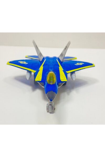 tmtoysandmore Metal Savaş Uçağı Mavi Işıklı Sesli F16 Model Uçak