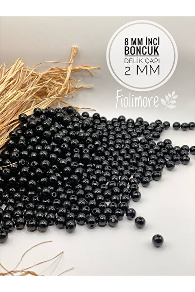 Fiolimore Mărgele de perle din plastic de calitate A, negre, de 8 mm (50 gram...