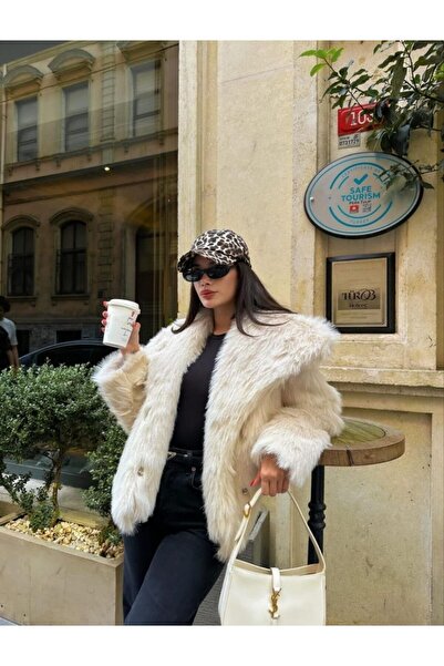 DONNA LISSA Women's Oversize Snap Fastener Premium Faux Lolita Fur