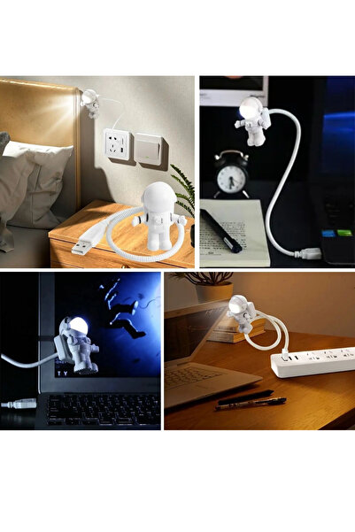 Hane Dostu 33 Cm Esnek Bükülebilir Astronot Tasarım USB Gece Lamabası | Okuma Lambası
