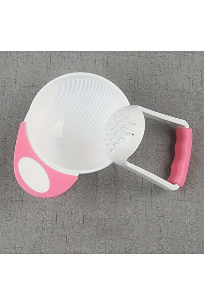 Choice مطحنة طعام يدوية من البولي بروبيلين باللون الوردي، أداة طحن هريس الفاكهة مع وعاء وشاشة مضادة للانزلاق