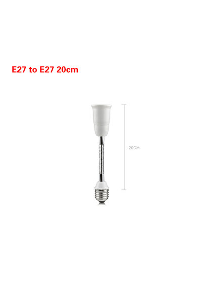 Choice حامل مصباح E27 مرن عالمي 20 سم، محول تمديد 20 سم-60 سم، مقبس إضاءة لمصباح LED LED