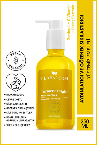 Herbaderm Aydınlatıcı, Leke Karşıtı Yüz Temizleme Jeli 250 ml