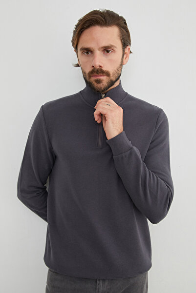 Fulla Moda Φούτερ με ριμπ γιακά με μισό φερμουάρ