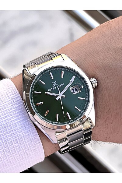 Daniel Klein Green Tar Steel Cord Calendar 3 Atm Water Resistant Men's Wristwatch Edk.1.132